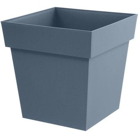 Pot de fleurs Carré - EDA - Toscane - 32 cm - 22 L - Intérieur / Extérieur - 32 x 32 x H.32 cm - Bleu Jean
