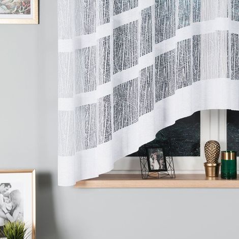 WIKTORIA - Rideau jacquard prêt à poser avec découpe en bas - 310x160 cm - blanc (1/5)