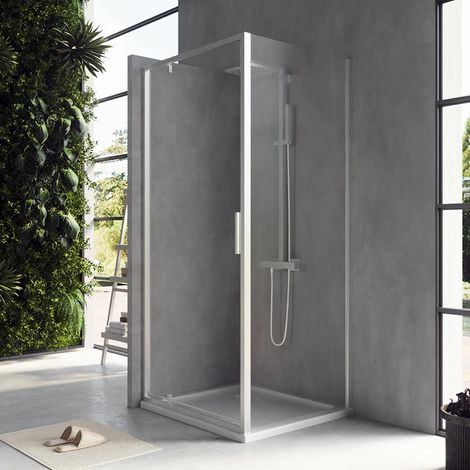Exagonshop Box doccia 90x70 Rio a pivot vetro 6 mm trasparente H