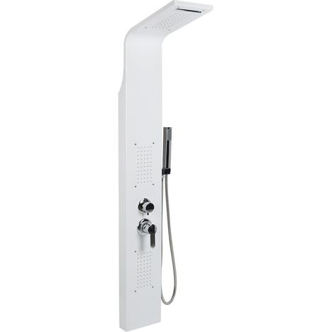 Colonne de Douche Hydromassante en Acier Inox,®,Panneau de Douche,Robinet de douche,140 x 20 x 7cm,blanc (1/5)