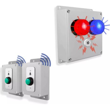 Kit sos panique sans-fil sirène + 2 flashs - Multi alerte Haute-résistance 800m 2 boutons pro autonomes (PROTECT 800) (1/5)