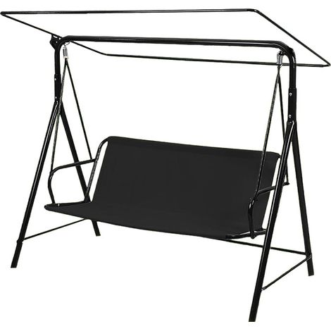 Housse de rechange pour balançoire de jardin (148 x 50 x 50 cm), noire, en tissu Oxford 600D très résistant, universelle pour balançoires 3 places.