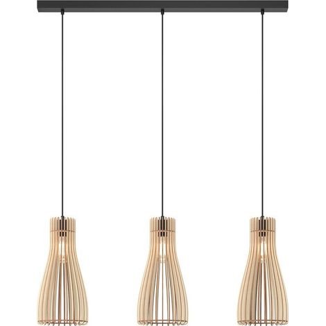[GEBRAUCHT] B-Ware Envostar Furn Hängeleuchte Birkensperrholz 3 Flg Deckenlampe Pendelleuchte E27 (1/2)