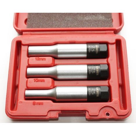 Jeu de douilles de torsion pour bougies de préchauffage, 3/8 pouce, SW8, SW10, SW12
