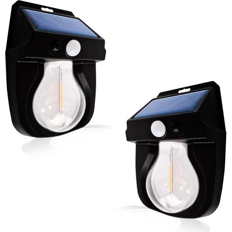 Lampade Solari LED da Esterno IP65 Parete Giardino Sensore Crepuscolare 2 pezzi (1/5)