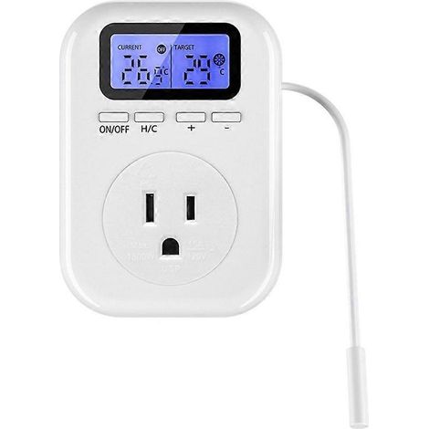 Thermostat de prise intelligent avec écran LCD, modes de refroidissement/chauffage commutables (Celsius/Fahrenheit), plug and play, prise standard américaine. (1/5)