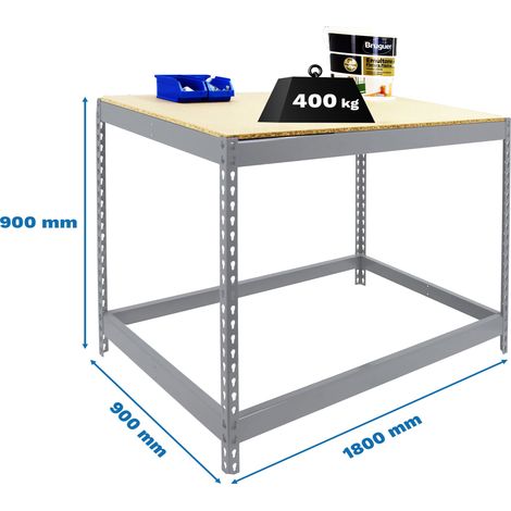 Simonrack Tavolo da lavoro fisso galvanizzato e legno 180 cm
