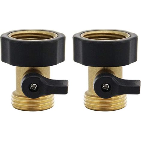 Raccord Tuyau D Arrosage - Robinet Arrêt Laiton Massif - Compatible Robinet Jardin - Lot De 2 (1/5)