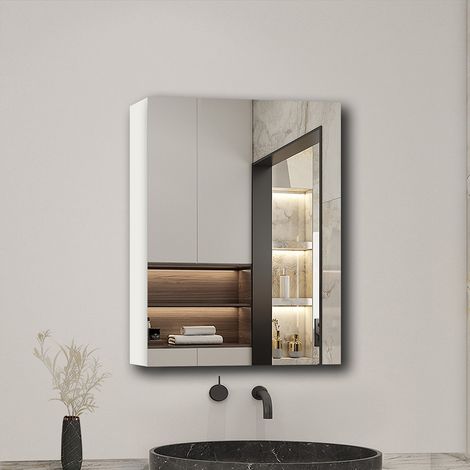 Aica Sanitarios Armario con espejo para baño armario principal 700 x 500 x 130mm, puerta con espejo 700 x 500 x 18mm (1/5)