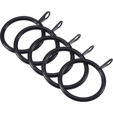 32 anelli per tende in metallo robusto, accessori per tende, per tende da doccia e da finestra, aste, diametro interno 38 mm - Nero (1/5)