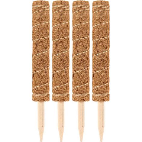 Lot de 4 tuteurs en fibre de coco de 50 cm pour plantes grimpantes d'intérieur (1/5)