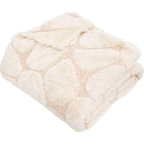 Plaid Imitation Fourrure Galets "Boucly" 180x230cm Beige (1/4)