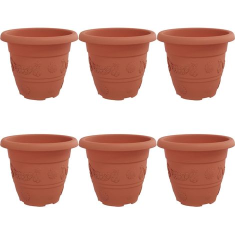 Maison Exclusive - Runder Blumentopf 6 pcs Ziegelrot Ø 22 x 18 cm