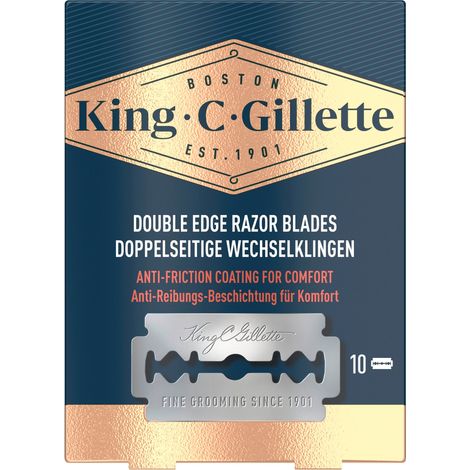 King C. Gillette Systemklingen für Rasierhobel 10er Doppelseitige Wechselklingen