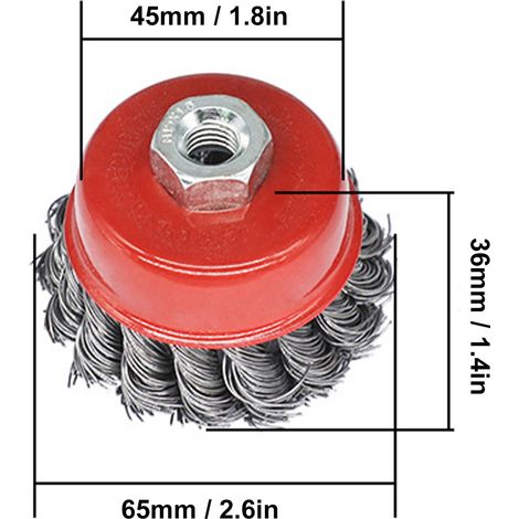 GARRYFIZH Ensemble de 5 brosses métalliques torsadées en forme de bol, avec fixation par vis M10, outil de polissage