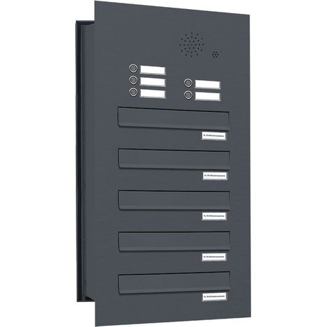 5er Briefkastenanlage Mauerdurchwurf Klingel RAL 7016 Anthrazit (1/5)