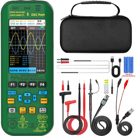 Oscilloscope numérique 2 canaux 50 MHz – Multimètre 6000 mots – Pince ampèremétrique flexible 6000 A – Écran TFT 3,98 pouces – Durficst (1/5)