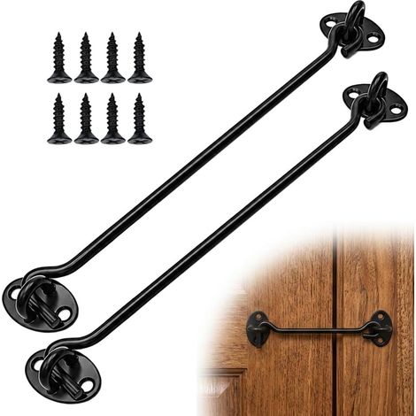 Ganchos para puerta de granero de 2 piezas, gancho con argolla de 250 mm y pestillo  Gancho de cabina de acero inoxidable de 10 pulgadas, pestillo para puerta exterior resistente, cerradura para puert (1/5)