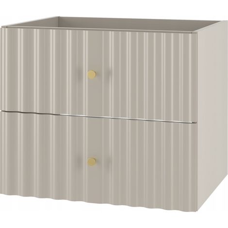 Meuble de salle de bain sous vasque suspendu AQUA cachemire 60 cm façades rainurées (1/5)