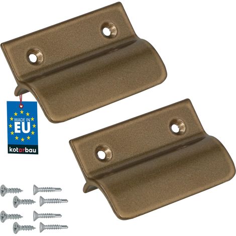 KOTARBAU® Lot de 2 Poignée Extérieure Porte Fenetre 65 x 45 mm - Aluminium - Poignee de Baie Vitree Coulissante - Poignée de Porte de Terrasse avec Entretoise - Doré (1/4)