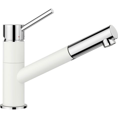 Robinet Mitigeur Monocommande Bicolore pour la Cuisine avec Douchette Extensible – Chrome / Blanc – 525040 (1/5)