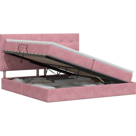 Maison Exclusive - Letto con contenitore e materasso Rosa 200 x 200 cm Velluto (1/5)