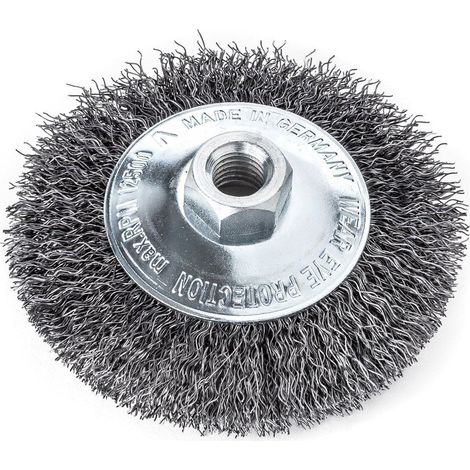 Round Wire Brush D100mm, 0.35mm Wire Thickness, STA Wavy Pattern, 10mm Bristle Length, 1 Piece (1/5)