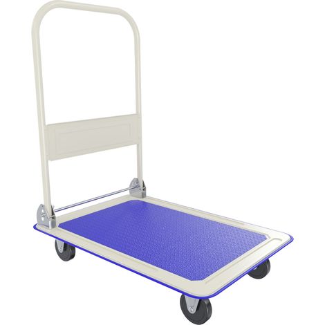 Carrello Richiudibile Pieghevole Tuttofare Portata 150 Kg Con 4 Ruote Carrellino Trasportatore A Piattaforma Pianale In Acciaio Rivestimento Antiscivolo Portapacchi Per Trasporto 82 x 48 x 72 Cm Blu (1/5)