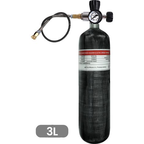 Cylindre Haute Pression, Volume de 3L, Construction en Fibre de Carbone, avec vanne (1/2)