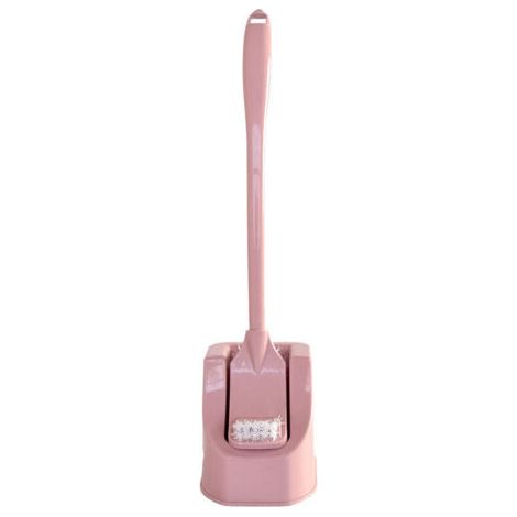 Brosse WC, balai WC, poubelle, brosse WC, porte-brosse WC, brosse WC économique à long manche avec support sanitaire.（rose）