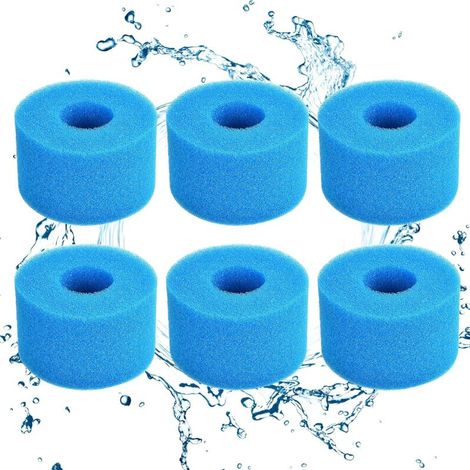 Filterschwamm Typ S1, Schaumstoff-Filterkartusche, Schaumstoff für Schwimmbadfilter, wiederverwendbar und waschbar, Schaumstofffilter für Spa, Schwimmbad, Whirlpool (6, blau) - Crezuo
