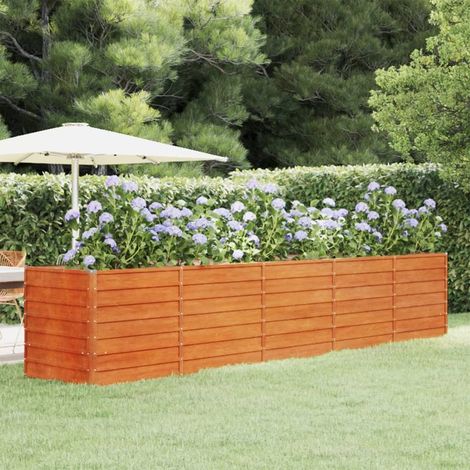 Jardinière Relief Acier Corten 400 X 80 X 77 cm. Aspect Rouille, Très tendance. Jardin, Patio, Balcon (1/5)