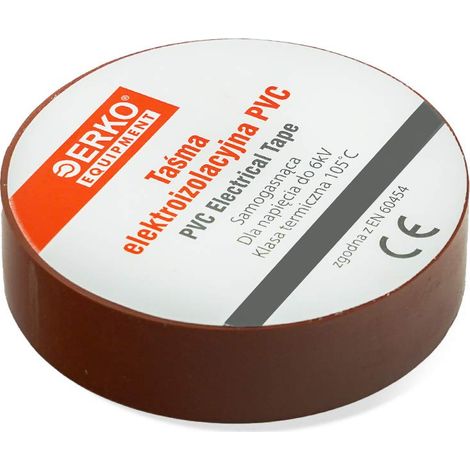 ERKO Nastro Isolante elettrico marrone 15 mm x 10 m 10 Pezzi, PVC Per isolare, Riparare e legare, naastro adesivo, Per tensioni fino a 6 kv, elettrici professionali, flessibile (1/5)