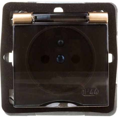 Impresja Spritzwassergeschützte Steckdose mit/ohne transparenter IP44-Abdeckung, goldmetallic GPH-1YZ/m/28/d