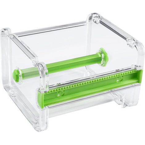 10,5 × 9 × 7 cm, Dispensador de cinta multifuncional de escritorio, cortador de cinta, soporte para rollo de cinta, cinta no incluida, verde (1/5)