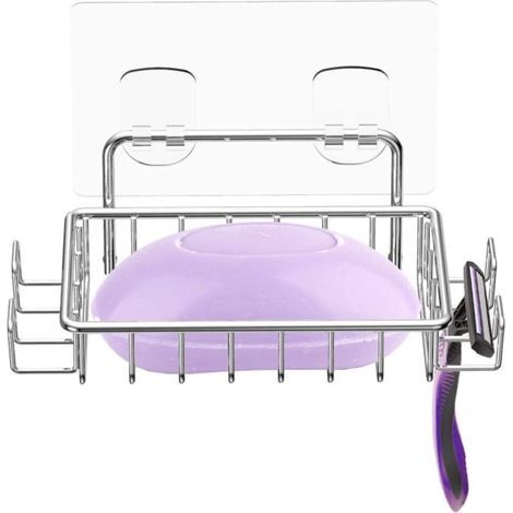 Wandmontierte Duschseifenschale, 1-teilig, mit 4 Haken, aus Edelstahl Sti (1/5)