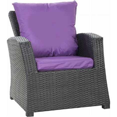 Coussins de fauteuil tressé en résine 56x52x7+56x50 4pcs Coussin l'extérieur violet ensemble de jardin rotin Coussins de chaise avec dossier