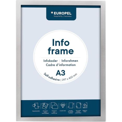 Cadres d'affichage autocollants Europel A3 argent (lot de 2) - DTM PRIMERA (1/5)