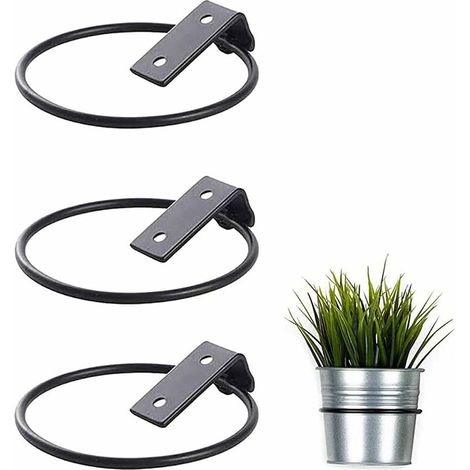 LAN Lot de 3 supports muraux pour pots de fleurs, support de pots de fleurs en métal pliable, mur de support de pot de fleurs extérieur pour jardin à la maison (17,5 x 15 x 6,2 cm) (1/5)