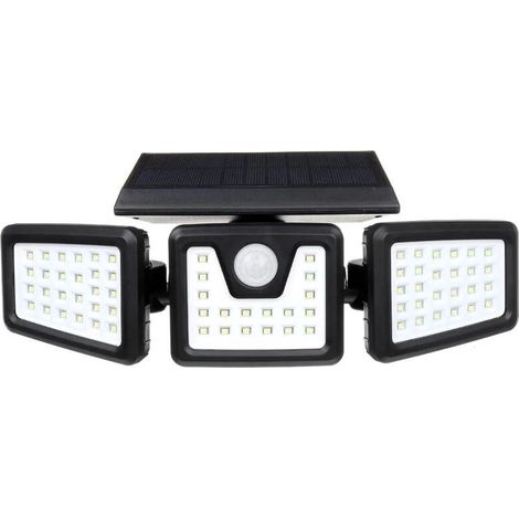 Une ceinture trois tête de lampe 70 LED lumière solaire capteur de mouvement applique murale rotative extérieure Patio jardin lumière (1/4)