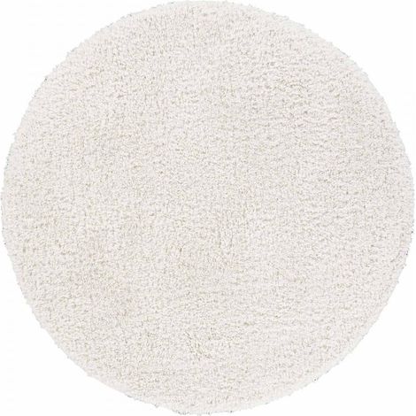 Tapis shaggy Ø100cm crème tissé rond motif uni LYN4 UNILA (1/5)
