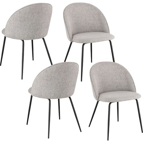 Chaises de salle à manger en métal et tissu (lot de 4) - DIANE (1/5)