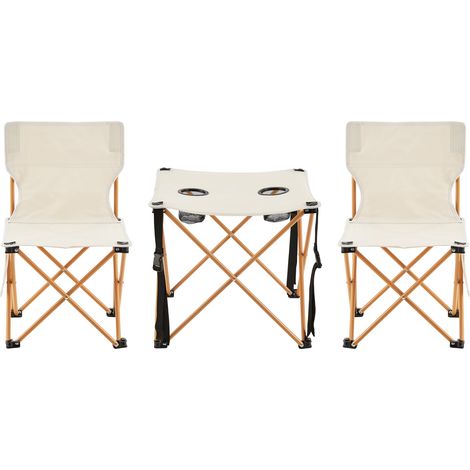 Mesa de camping plegable beige y 2 sillas 030010689 (1/5)