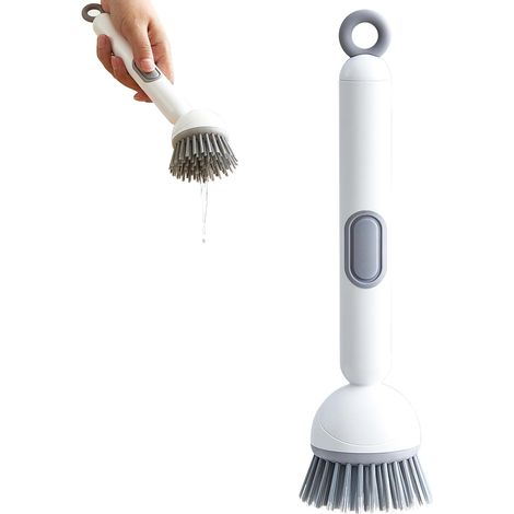 Brosse de nettoyage avec long manche et distributeur de liquide vaisselle (1/5)