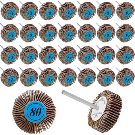 30 Pièces Roues à Lamelles, Grain 80 Meule de Cent Pages, Roue de Polissage, Disques à Lamelles Abrasifs, Meulage Accessoires pour Outils Rotatifs (1/5)
