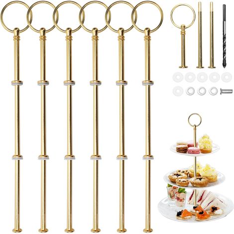 Présentoir à fruits à trois niveaux - Or - 6ensemble de pièces (1/5)