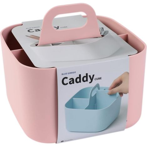 1 - Organisateur Empilable - Caddy Portable - Rangement Polyvalent Avec Séparation Amovible Pour Salle De Bain Et Bureau Rose 16,5x16,5x15cm