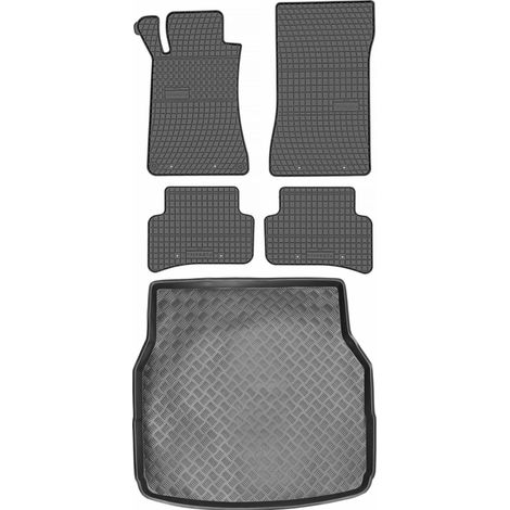 Juego de alfombrillas de goma para coche y maletero para Mercedes Clase C W203 Familiar (2000-2007).