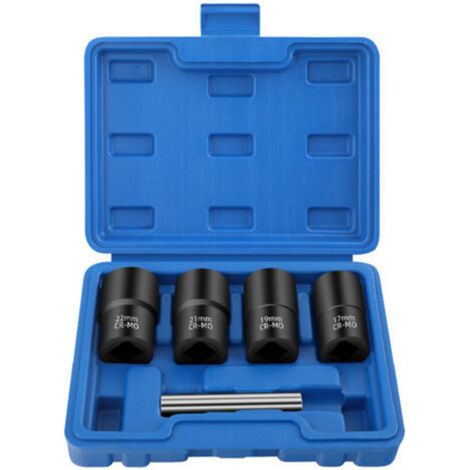 – Juego de 5 extractores de tuercas y tornillos – Acero cromo-vanadio – Para tornillos dañados, oxidados o atascados – Incluye caja de almacenamiento -Crezuo