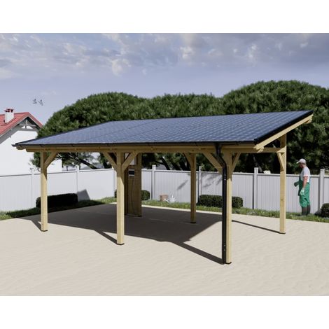 Tettoia Carport THT con impianto Fotovoltaico Wattoit 6kW Monofalda 375X697